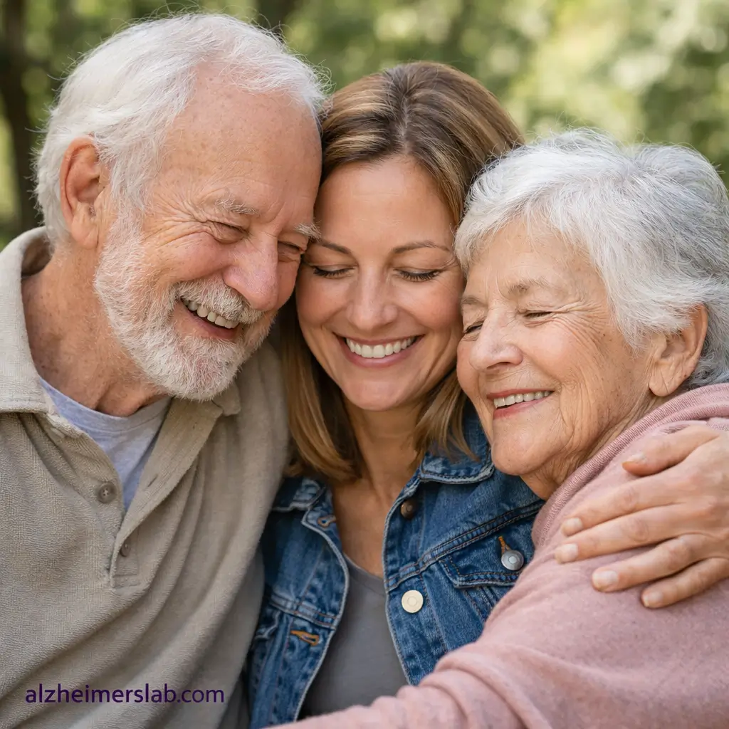 Family love and embrace in nature