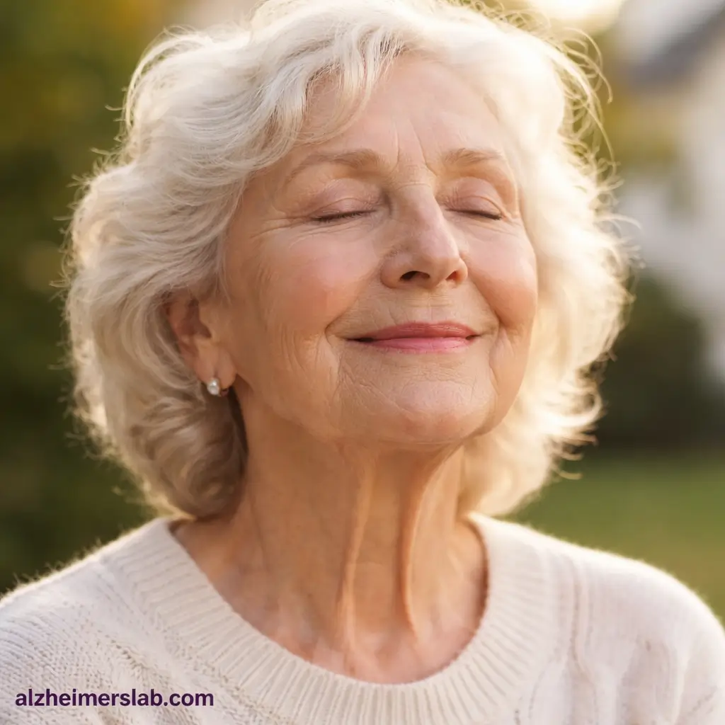 Serene afternoon portrait of an elderly woman
