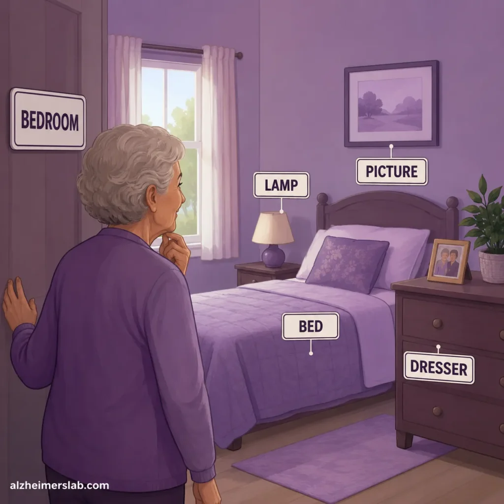 Bedroom labeled for memory support
